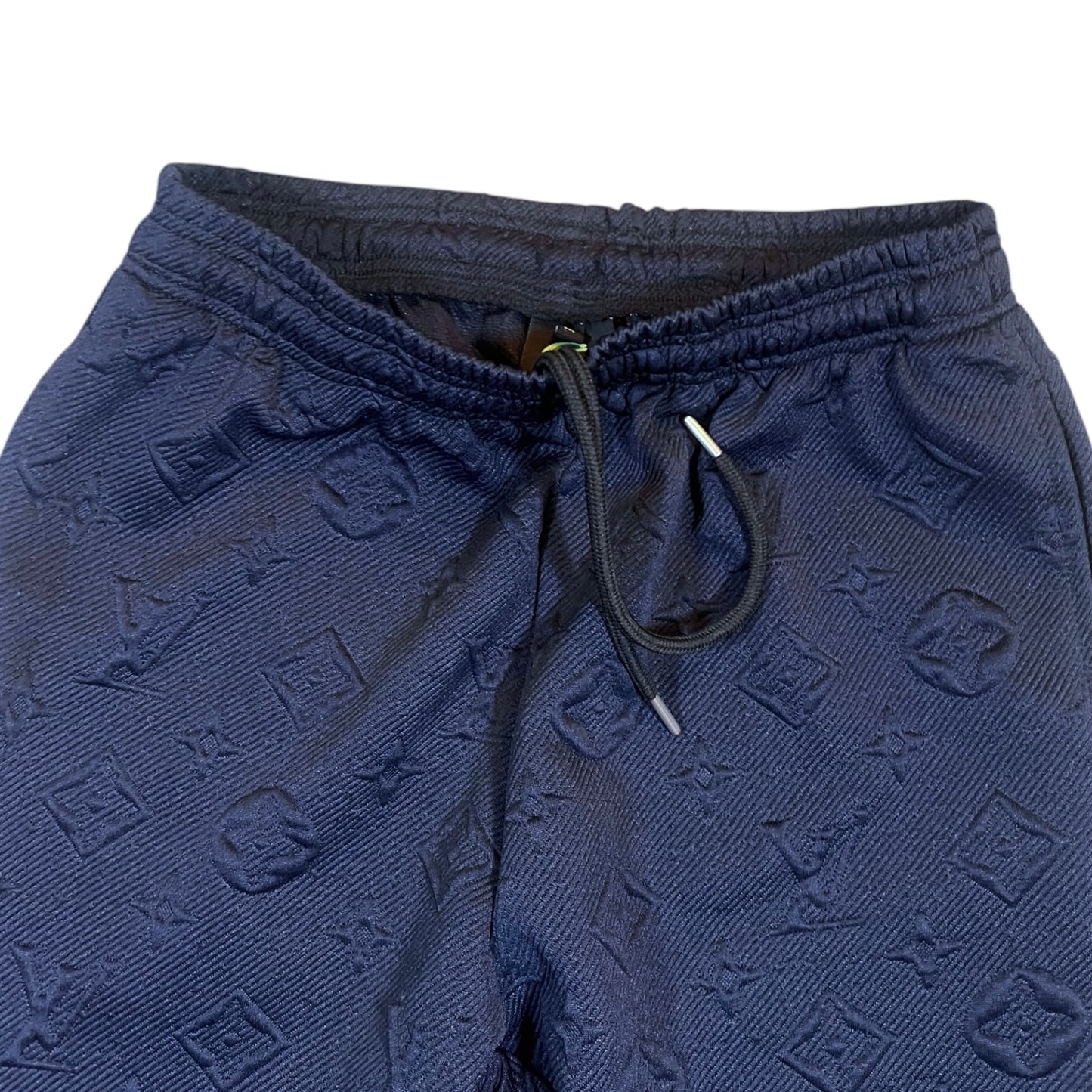 Navy Embossed Monogram Pants