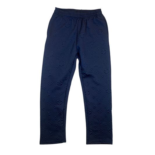 Navy Embossed Monogram Pants