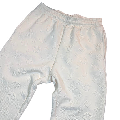 Cream Embossed Monogram Pants