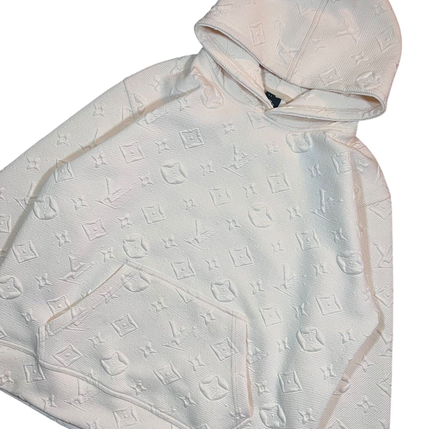 Cream Embossed Monogram Hoodie