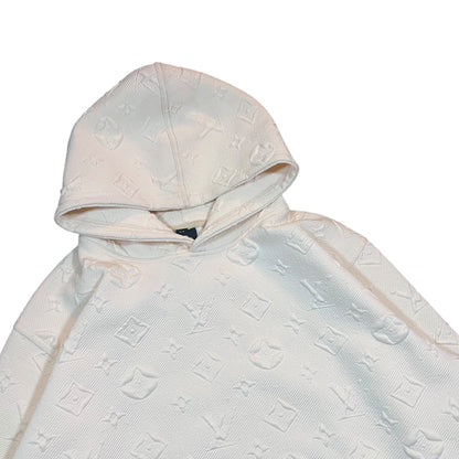 Cream Embossed Monogram Hoodie