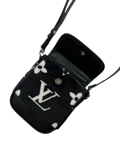 Black Fuzzy LV Shoulder Bag