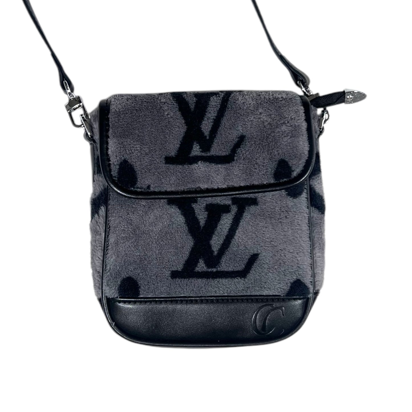 Grey Fuzzy LV Shoulder Bag