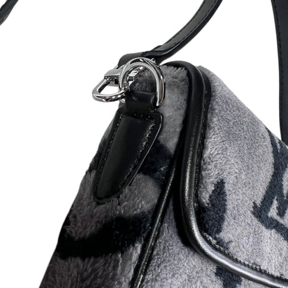 Grey Fuzzy LV Shoulder Bag